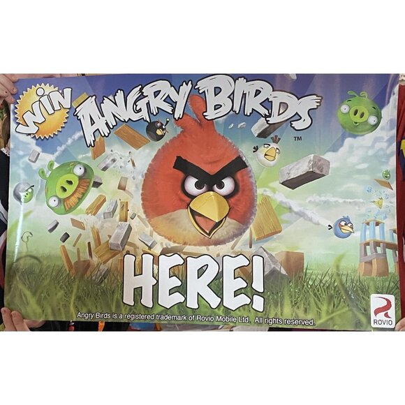 Rovio Other - Angry Birds Store Display Poster “Win Angry Birds Here” Promo Promotional Rare